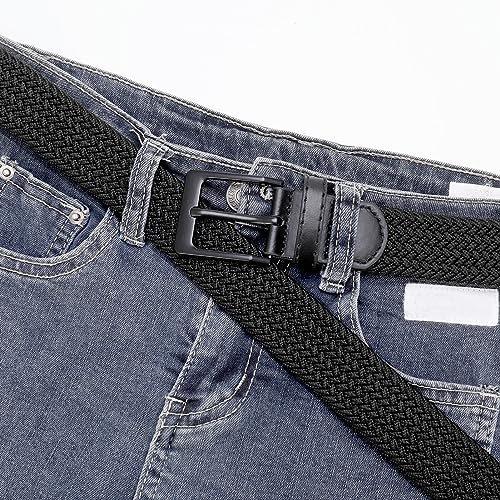 Firtink 2 pieces Men Belts Elastic Woven Belts Unisex Fabric Belt Braided Stretch Belt for Mens