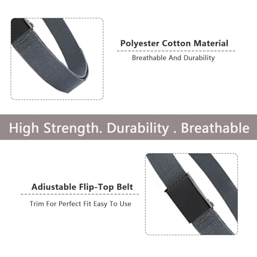 Eastrise Mens Belt, Elastic Belt for Men, Grey Belt Buckle Stretch Woven Belt,Mens Adjustable Canvas Fabric Nylon Golf Belt Fits Anywhere(Grey)
