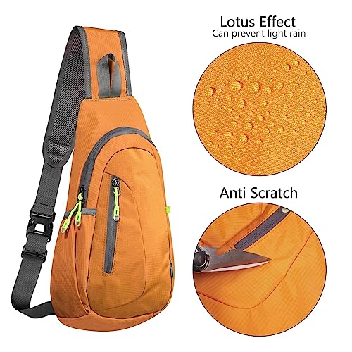 TITECOUGO Shoulder Bag Small Backpack Sling Bag for Women Men Gym Cross Body Running Rucksack Work Healthy Back Bag Chest Bags Crossbody Backpacks Daypack Camp Day Packs Sports Lightweight Orange
