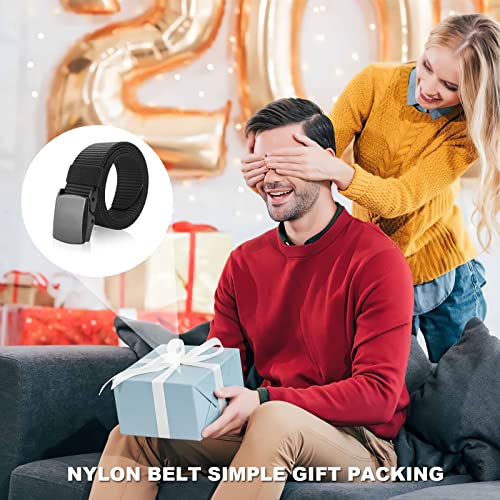 TSHAOUN 2 Pieces Men's Canvas Belt, Lightweight Nylon Canvas Belt for Men, Metal Free Adjustable Work no holes Belt, Plastic Belt for Quick Passage Through Airport Security, Plus Length 130 cm