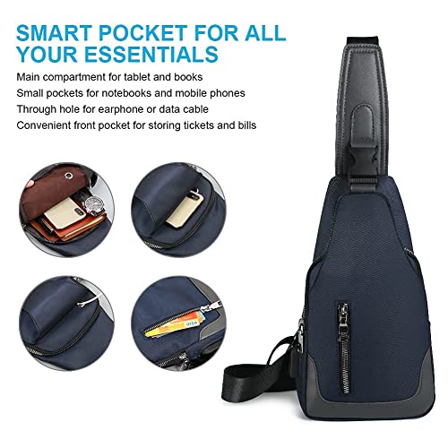 Sling Backpack with USB Charging Port, Chest Bag Crossbody Daypack Shoulder Bag for Women & Men, Hiking, Cycling, Travel