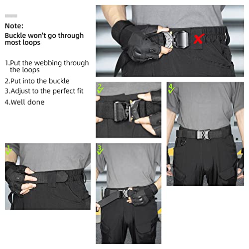 LXMY Tactical Belt,Work Belts for Men,Military Hiking Heavy Duty Belt for 1.5 Inch,Nylon Webbing Tool Belt,Gift With Quick Release Buckle