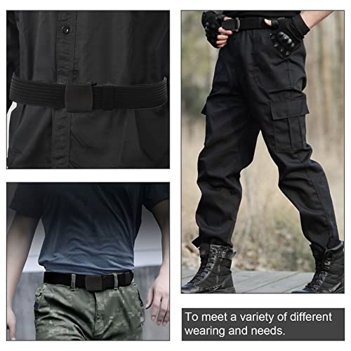 TSHAOUN 2 Pieces Men's Canvas Belt, Lightweight Nylon Canvas Belt for Men, Metal Free Adjustable Work no holes Belt, Plastic Belt for Quick Passage Through Airport Security, Plus Length 130 cm