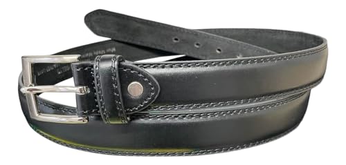 SoBo LEATHER Men's Trouser Belt, Classic Design, 1" Wide, Men's Belts 28" - 48" Waist (XXL, Black)