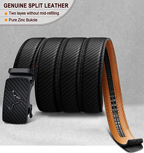 KEMISANT Men's Belt, Ratchet Belt Of Genuine Leather For Men Dress,Size Customized(Black2951-32-38" Waist Adjustable)