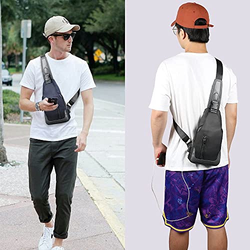 Sling Backpack with USB Charging Port, Chest Bag Crossbody Daypack Shoulder Bag for Women & Men, Hiking, Cycling, Travel