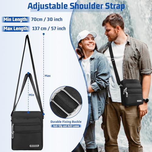 Men's Shoulder Bag Crossbody Bag Business Messenger Bag Multi Pockets Casual Chest Sling Bag with Zipper and Adjustable Strap for Working Shopping Business Travel Daily