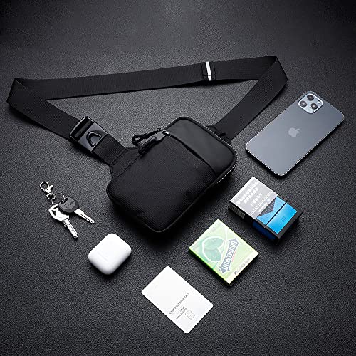 simptech Small Sling Bag Cross Body Chest Bag Shoulder Bag for Men Women Water Resistant Crossbody Man Bag for Runner Workout Hiking Cycling Travelling (2023 BLACK)