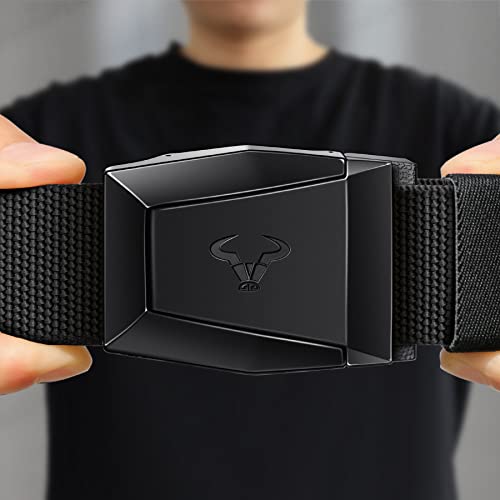 BULLIANT Tactical Belt for Men, Military Hiking Rigger Heavy Duty Nylon Web Work Belt 1.5" with Quick Release Metal Buckle,Black2650,34"-38" Waist Adjustable