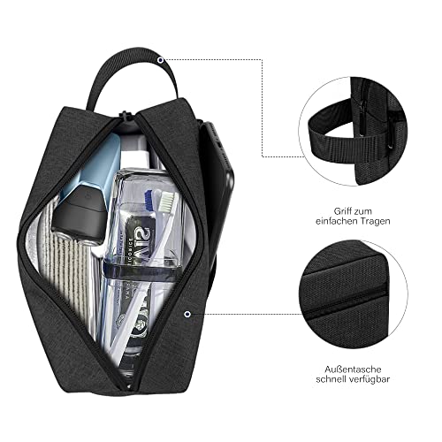 Toiletry Bag for Men, Portable Travel Wash Bag Waterproof Shaving Bag Toiletries Accessories Cosmetic Bag Make Up Bag, Gym Shower Bathroom Makeup Bag with Handle (Black)