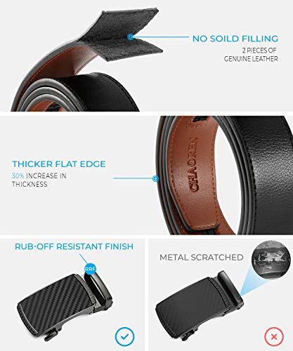 CHAOREN Belts for Men - Mens Belt Leather 1 3/8" for Jeans - Micro Adjustable Ratchet Belt Fit Everywhere
