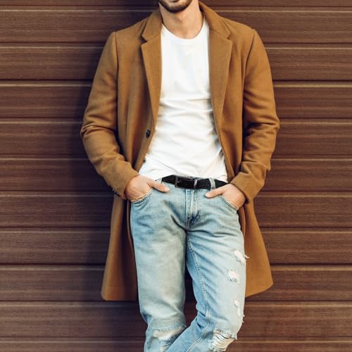 Zuimei Mens Reversible Leather Belt, Men's Belt with Rotated Buckle, Adjustable Trim to Fit, Great for Suits, Jeans, Casual & Business Work, Black & Coffee