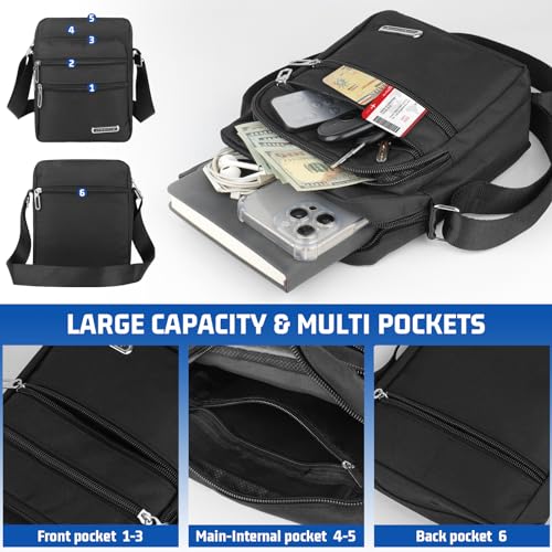 Men's Shoulder Bag Crossbody Bag Business Messenger Bag Multi Pockets Casual Chest Sling Bag with Zipper and Adjustable Strap for Working Shopping Business Travel Daily