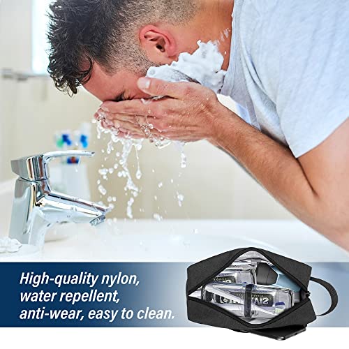 Toiletry Bag for Men, Portable Travel Wash Bag Waterproof Shaving Bag Toiletries Accessories Cosmetic Bag Make Up Bag, Gym Shower Bathroom Makeup Bag with Handle (Black)
