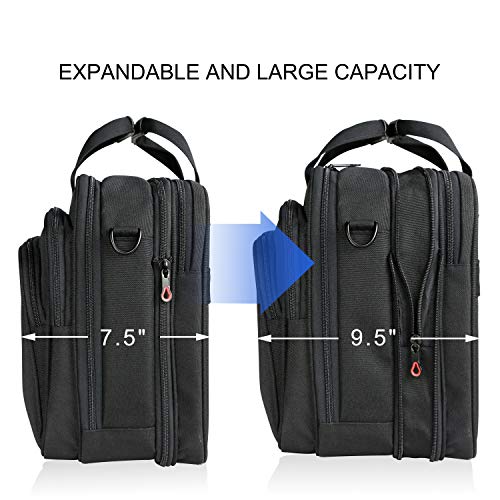 KROSER Laptop Bag Fits 17.3 Inch Laptop, Water Resistant Laptop Briefcase for Men Women Shoulder Bag Computer Bag with RFID Pockets Laptop Case for Work Travel Business School, Black