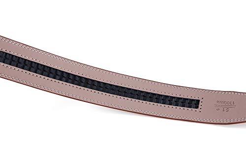 Nelbons Men's Belt, Leather Ratchet Belt for Men with Slide Buckle,Trim to Fit width 3.5cm 1 3/8 inch (No:51, Up to 44" waist adjustable)