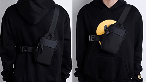 simptech Small Sling Bag Cross Body Chest Bag Shoulder Bag for Men Women Water Resistant Crossbody Man Bag for Runner Workout Hiking Cycling Travelling (2023 BLACK)