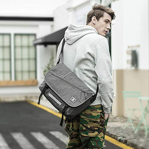 OIWAS Messenger Bags for Men Waterproof Satchel Bag Anti Theft Shoulder Bag Fits up to 15.6 Inch Laptop for School,Travel,Work Grey