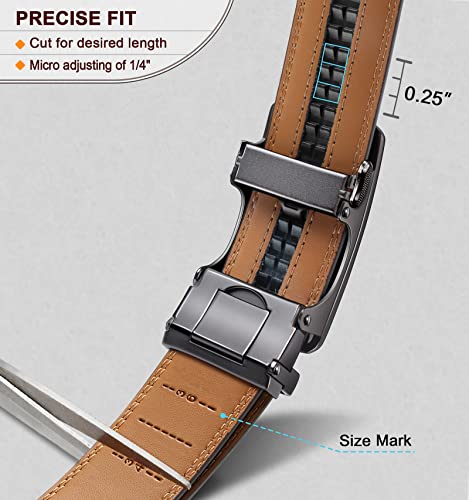 KEMISANT Belt Men, Leather Sliding Ratchet Belt For Mens Dress Pants Suit Oxfords,Size Adjustable,Purplish Blue 2564,30"-36" Waist Adjustable