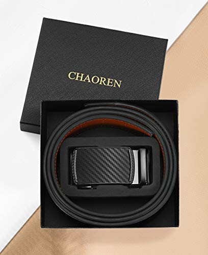 CHAOREN Belts for Men - Mens Belt Leather 1 3/8" for Jeans - Micro Adjustable Ratchet Belt Fit Everywhere