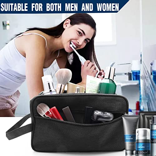 Toiletry Bag for Men Large Travel Wash Bag Water-Resistant Gym Shaving Organiser Bag, Shower Bathroom Makeup Bag with Handle (Black)