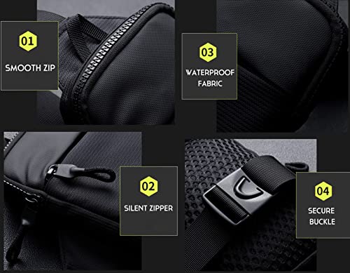 simptech Small Sling Bag Cross Body Chest Bag Shoulder Bag for Men Women Water Resistant Crossbody Man Bag for Runner Workout Hiking Cycling Travelling (2023 BLACK)