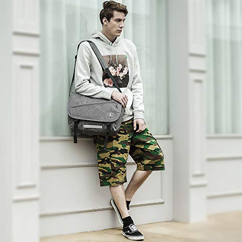 OIWAS Messenger Bags for Men Waterproof Satchel Bag Anti Theft Shoulder Bag Fits up to 15.6 Inch Laptop for School,Travel,Work Grey