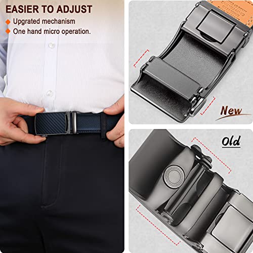 KEMISANT Belt Men, Leather Sliding Ratchet Belt For Mens Dress Pants Suit Oxfords,Size Adjustable,Purplish Blue 2564,30"-36" Waist Adjustable