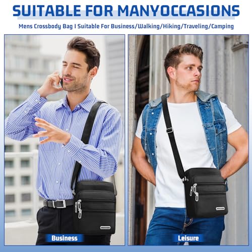 Men's Shoulder Bag Crossbody Bag Business Messenger Bag Multi Pockets Casual Chest Sling Bag with Zipper and Adjustable Strap for Working Shopping Business Travel Daily