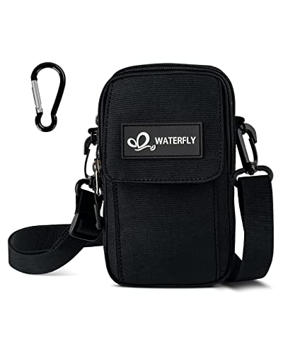 Waterfly Small Shoulder Crossbody Bag: Multifunctional Handbag Mobile Phone Bag Mini Belt Bag Bumbag Fanny Waist Pack EDC Pouch with Adjustable Strap & Carabiner for Men Women Ladies