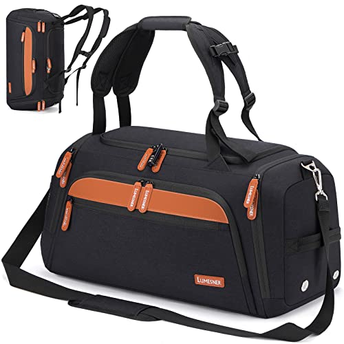 Gym Bag with Shoes Compartment and Wet Pocket; 42L Sport Travel Duffel Bag for Men and Women; Weekender Overnight Bag with Shoulder Strap for Travel, Gym, Yoga (Black)