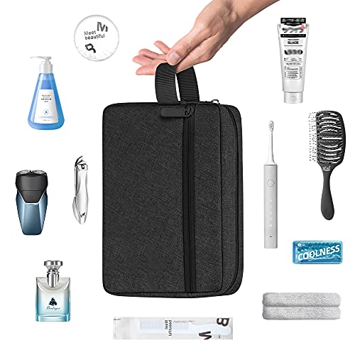 Toiletry Bag for Men, Portable Travel Wash Bag Waterproof Shaving Bag Toiletries Accessories Cosmetic Bag Make Up Bag, Gym Shower Bathroom Makeup Bag with Handle (Black)