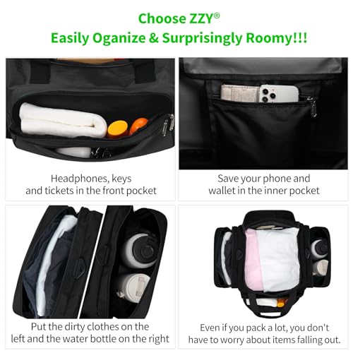 Sport Holdall Gym Duffle Bag with Shoulder Strap Overnight Weekender Bag for Men and Women (Black, 40L)