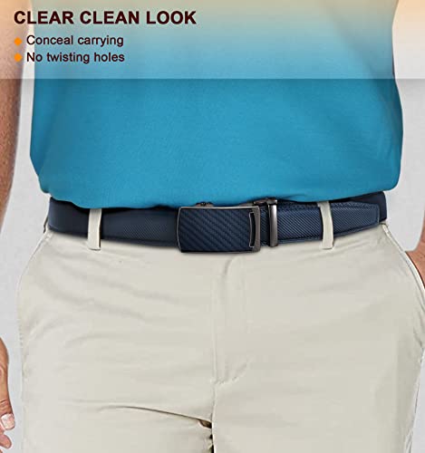 KEMISANT Belt Men, Leather Sliding Ratchet Belt For Mens Dress Pants Suit Oxfords,Size Adjustable,Purplish Blue 2564,30"-36" Waist Adjustable