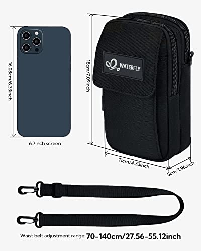 Waterfly Small Shoulder Crossbody Bag: Multifunctional Handbag Mobile Phone Bag Mini Belt Bag Bumbag Fanny Waist Pack EDC Pouch with Adjustable Strap & Carabiner for Men Women Ladies