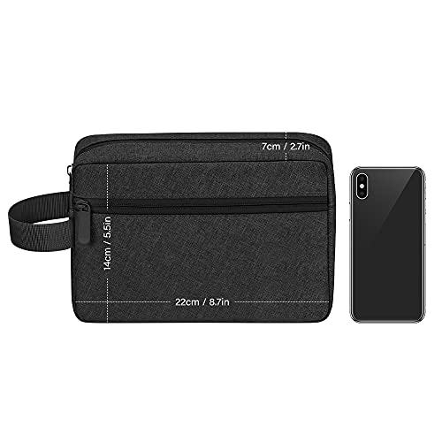 Toiletry Bag for Men, Portable Travel Wash Bag Waterproof Shaving Bag Toiletries Accessories Cosmetic Bag Make Up Bag, Gym Shower Bathroom Makeup Bag with Handle (Black)