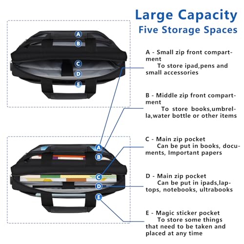 Alfheim 14 inch Laptop Bag Briefcase Shoulder Bag for Men Women, Water Repellent Lightweight Messenger Bag for Travel Business,Compatible with Macbook Air/Macbook Pro 14"/Ultrabook Notebook 14"