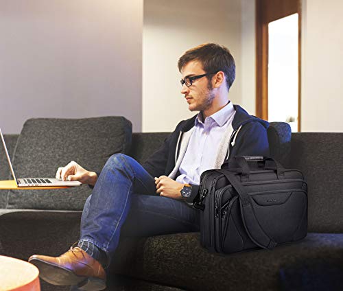 KROSER Laptop Bag Fits 17.3 Inch Laptop, Water Resistant Laptop Briefcase for Men Women Shoulder Bag Computer Bag with RFID Pockets Laptop Case for Work Travel Business School, Black