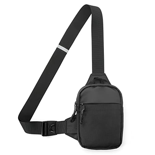 DONGKER Sling Bags,Chest Crossbody Bag Waterproof for Men & Women Hiking Travel Outdoor Sports (5.3"x6.9" black, S)