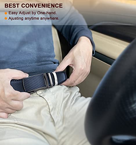 KEMISANT Belt Men, Leather Sliding Ratchet Belt For Mens Dress Pants Suit Oxfords,Size Adjustable,Purplish Blue 2564,30"-36" Waist Adjustable