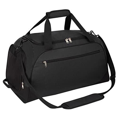 Gym Bag with Shoes Compartment 55L Large Sport Holdall Duffle Bag for Workout Overnight Weekender-Black