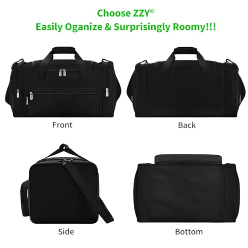 Sport Holdall Gym Duffle Bag with Shoulder Strap Overnight Weekender Bag for Men and Women (Black, 40L)