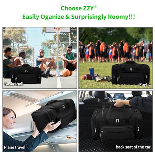 Sport Holdall Gym Duffle Bag with Shoulder Strap Overnight Weekender Bag for Men and Women (Black, 40L)