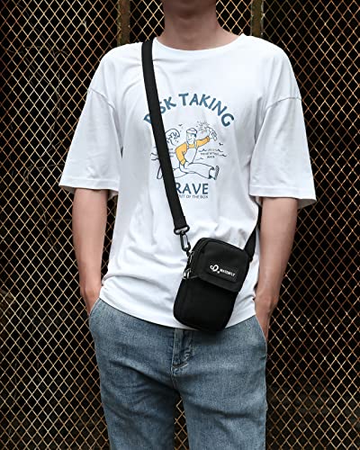 Waterfly Small Shoulder Crossbody Bag: Multifunctional Handbag Mobile Phone Bag Mini Belt Bag Bumbag Fanny Waist Pack EDC Pouch with Adjustable Strap & Carabiner for Men Women Ladies