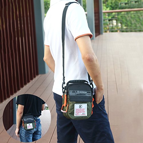 JAKAGO Women/Men Shoulder Bag Small Handbag Waterproof Waist bag Cellphone Pouch with Shoulder Strap for Sports Hiking Camping Outdoor Climbing Travel (Green,S)