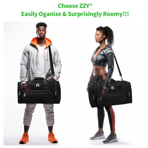 Sport Holdall Gym Duffle Bag with Shoulder Strap Overnight Weekender Bag for Men and Women (Black, 40L)
