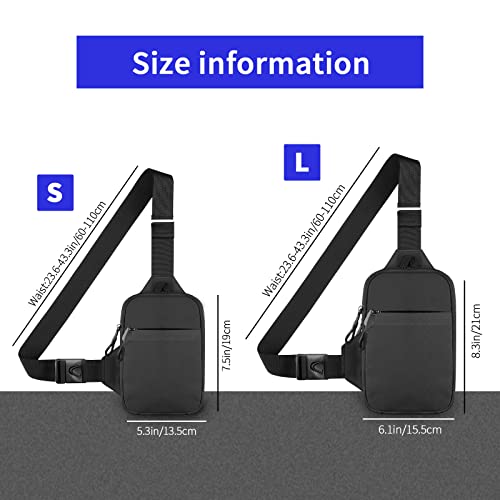 DONGKER Sling Bags,Chest Crossbody Bag Waterproof for Men & Women Hiking Travel Outdoor Sports (5.3"x6.9" black, S)