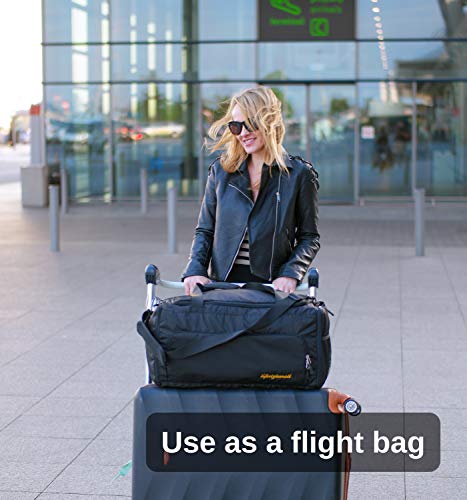 Gym Bag - 40L - Foldable - Gym Bag Mens - Gym Bag Womens - Sports Bag - Gym Bag with Shoe Compartment - Wet Pocket – Waterproof - Duffle Bag – Travel Bag - Airport (Black Foldable)