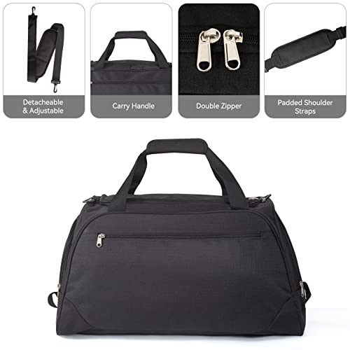 Gym Bag with Shoes Compartment 55L Large Sport Holdall Duffle Bag for Workout Overnight Weekender-Black