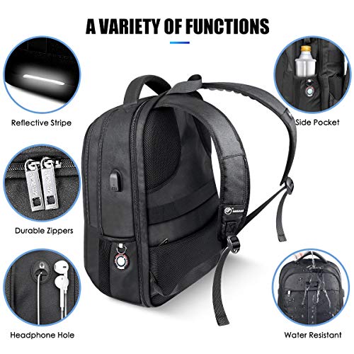 Laptop Backpack, Anti-Theft Business Travel Work Computer Rucksack with USB Charging Port, Large Lightweight College High School Bag for Boy Men Women (15.6inch)